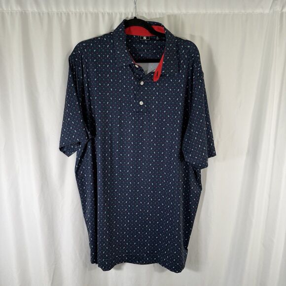 FootJoy Polo Bay Palms Macoll AFB Men's XL Blue Cocktail Martini Short Sleeve - Picture 1 of 10